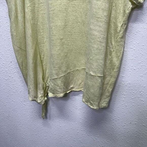 J. Jill Yellow Crew Neck Short Sleeve Tie Front Love Linen Top Women's Size XL - Picture 3 of 12